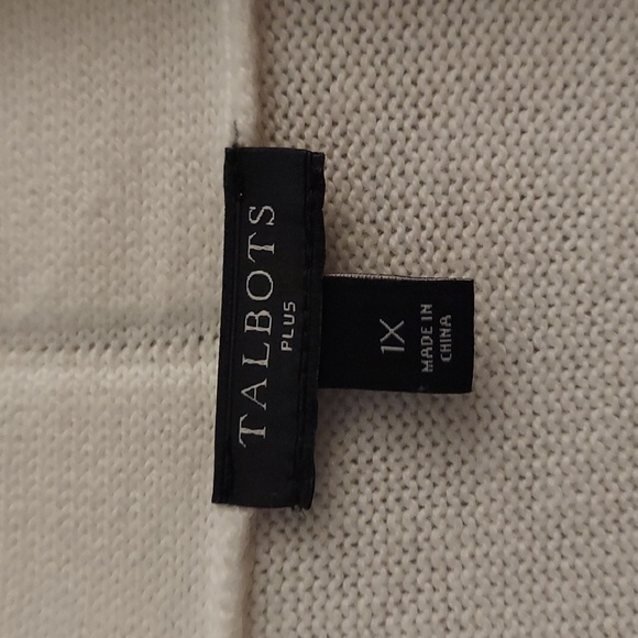 TALBOTS Shawl Collar Colorblock Cream and Tan Knit Open Cardigan/Duster - Picture 4 of 14